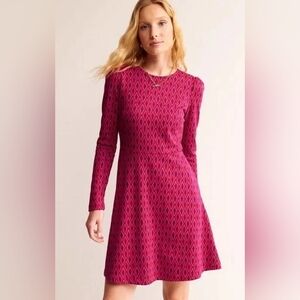 Boden Jacquard A Line Mini Dress Vibrant Pink Azure Women's Size 10R